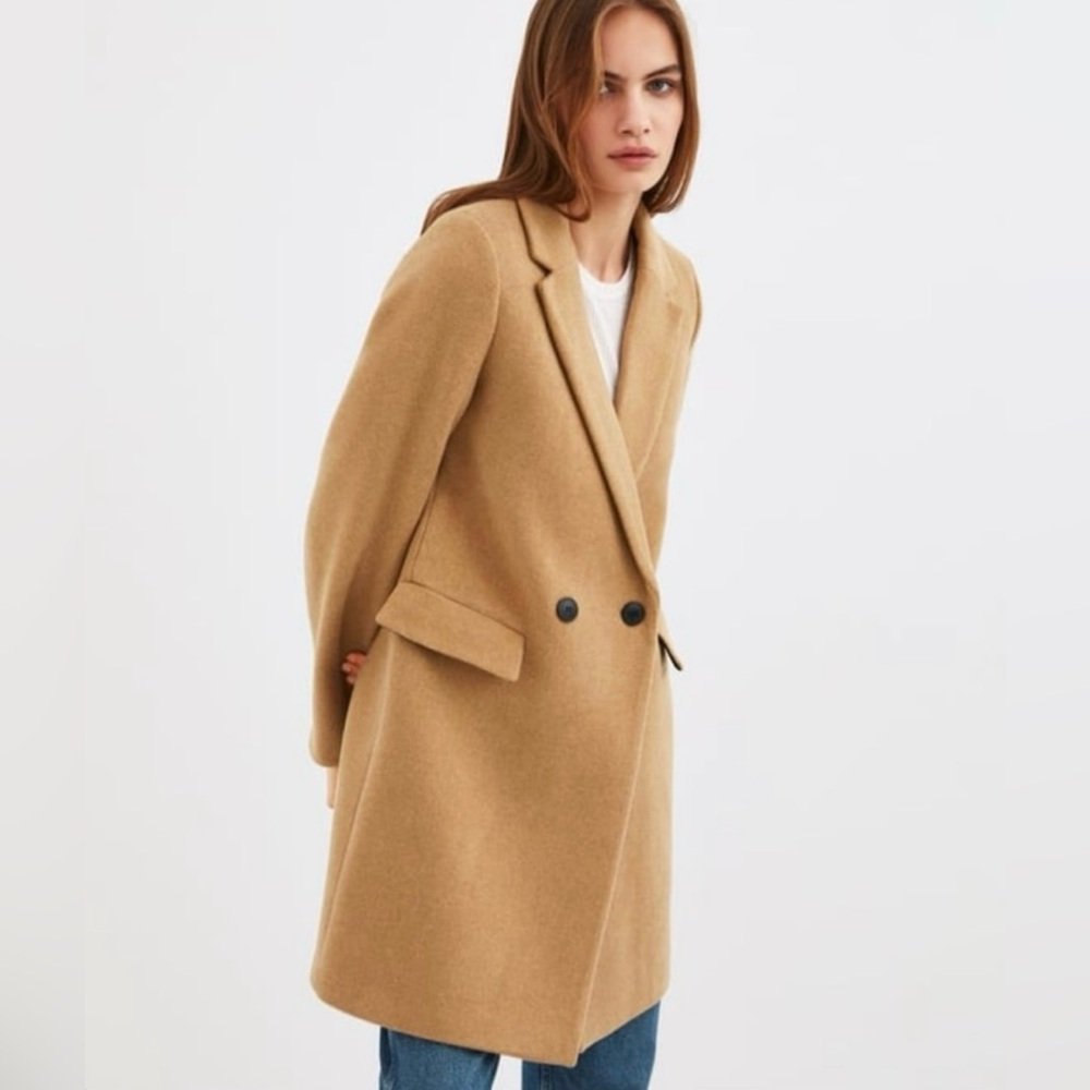 Zara trf collection lined brown coat